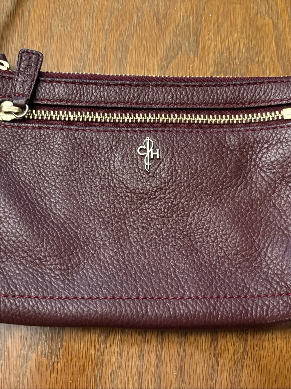 Cole Haan Burgundy Pebbled Leather small Crossbody Bag